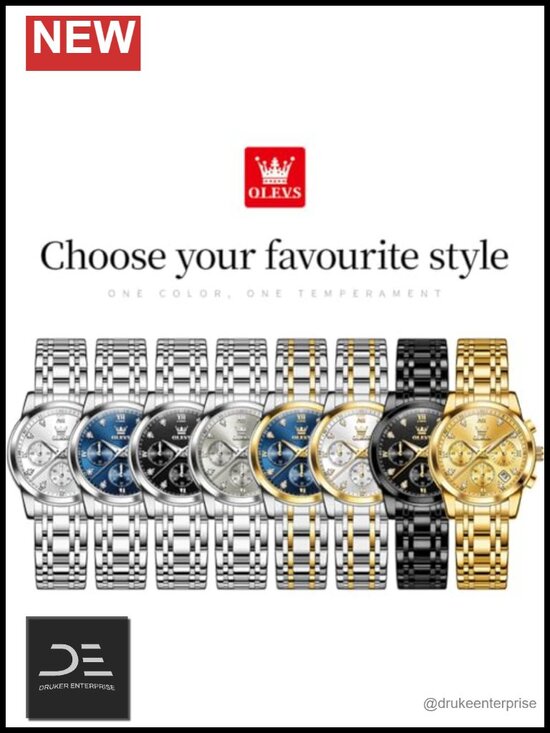 Multifunctional Two Tone Stainless Steel Quartz Watch with Diamond Accents